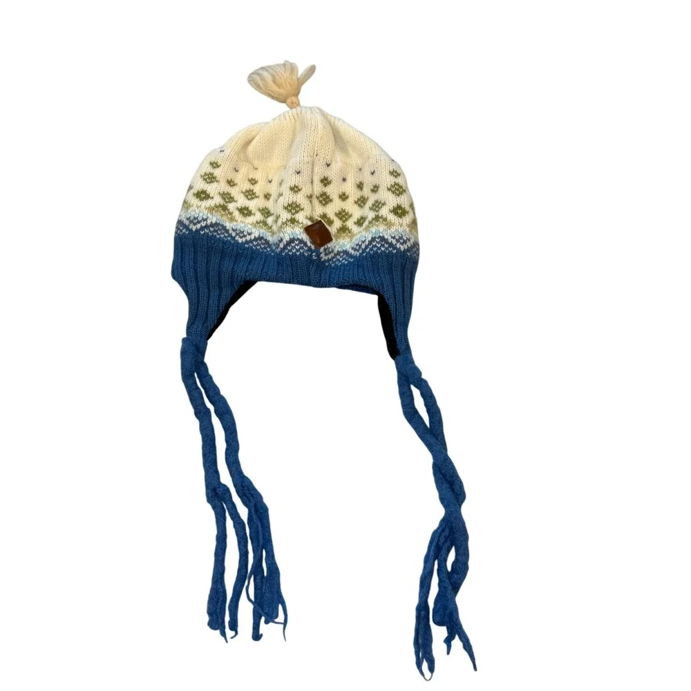 Vintage‎ Merkley Headwear Wool Blend Ear Flap Hat With Tassels Polartec Lined
